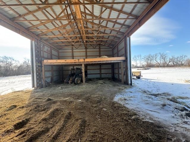 view of snow covered garage