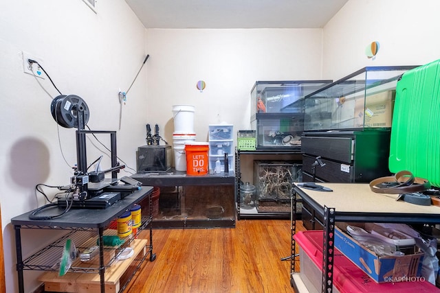 office space featuring wood finished floors