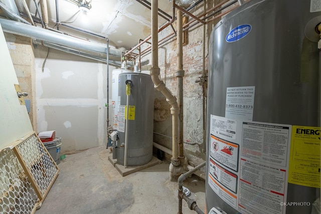 utility room with gas water heater