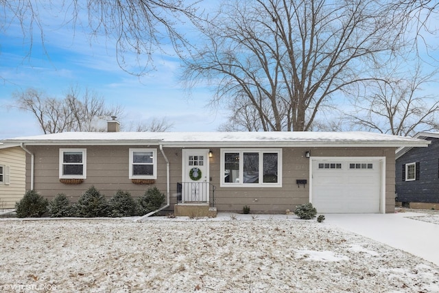 single story home with a garage