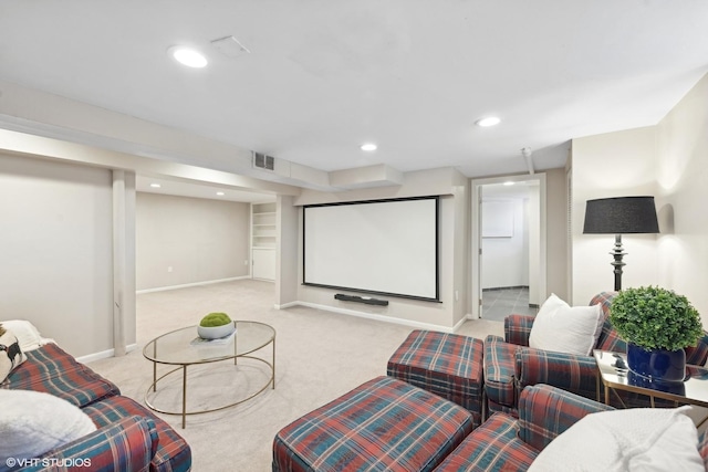 view of carpeted home theater room