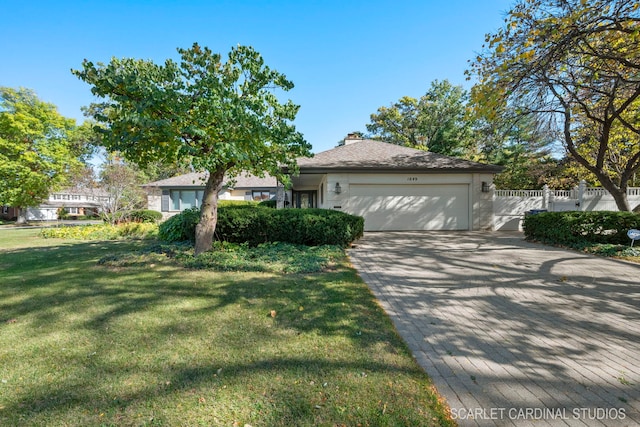 view of front of home featuring a garage and a front yard