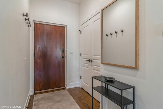 doorway to outside with light hardwood / wood-style floors