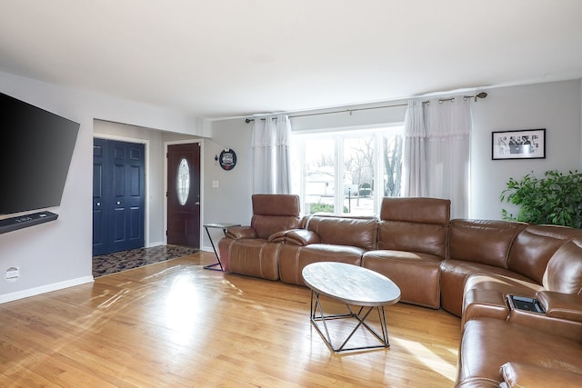 living room featuring light hardwood / wood-style flooring