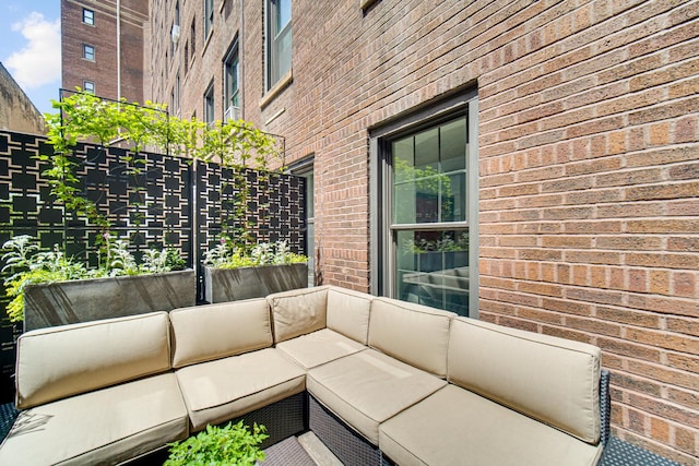 view of patio featuring an outdoor hangout area