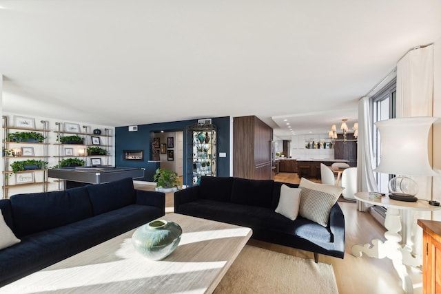 living room featuring light hardwood / wood-style floors