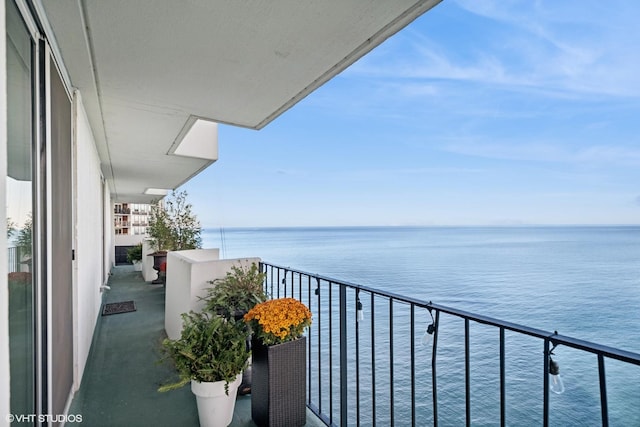 balcony with a water view