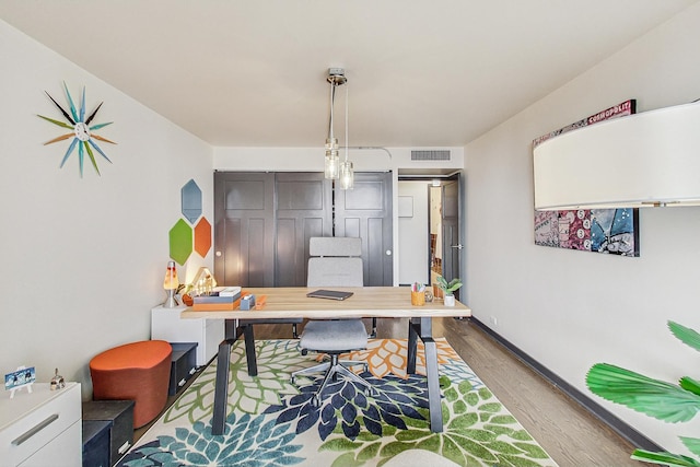 home office featuring wood-type flooring