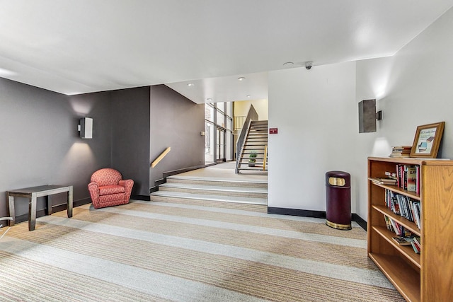 interior space with light colored carpet