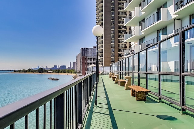 balcony with a water view