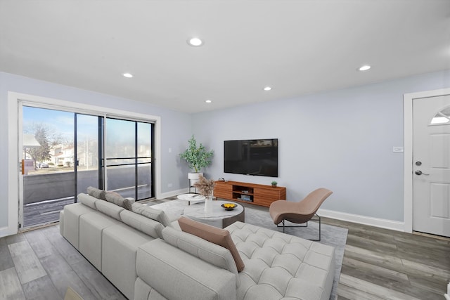 living room featuring light hardwood / wood-style floors