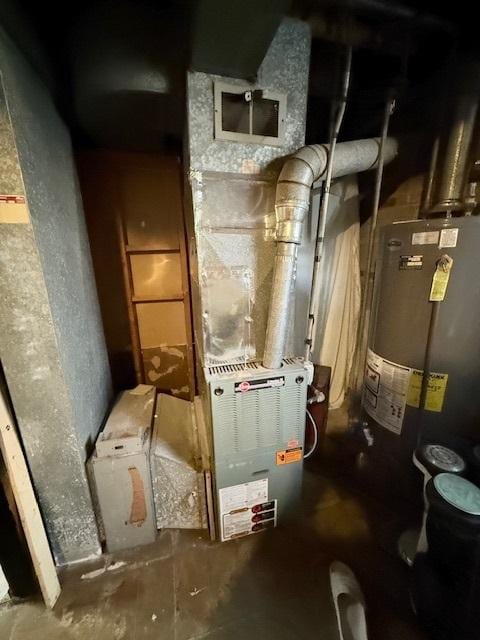 utility room with water heater