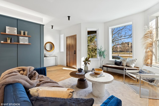 living room with hardwood / wood-style flooring