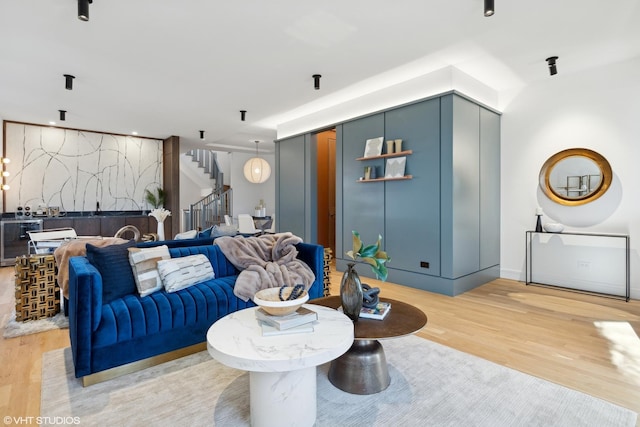 living room featuring light hardwood / wood-style floors