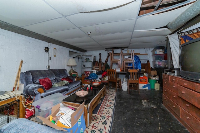 basement with a drop ceiling