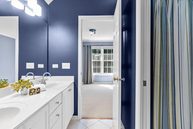 bathroom featuring vanity and tile patterned floors