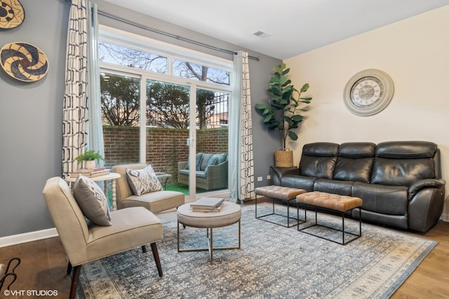 living room featuring wood-type flooring