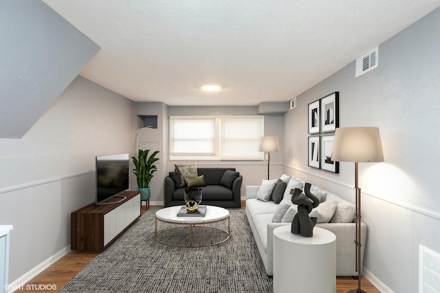 living room featuring light wood-type flooring