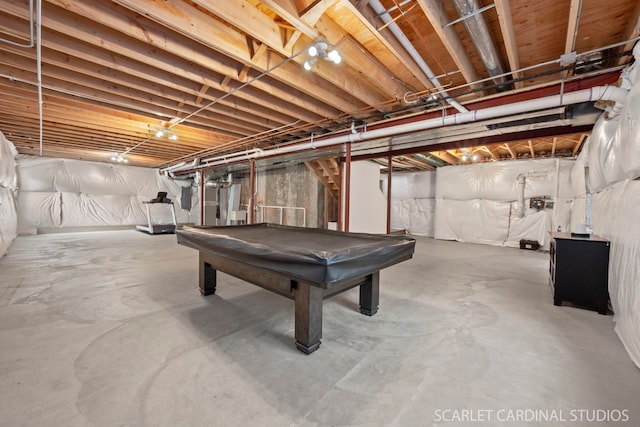 game room featuring billiards and concrete flooring