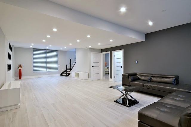 living room featuring light hardwood / wood-style flooring