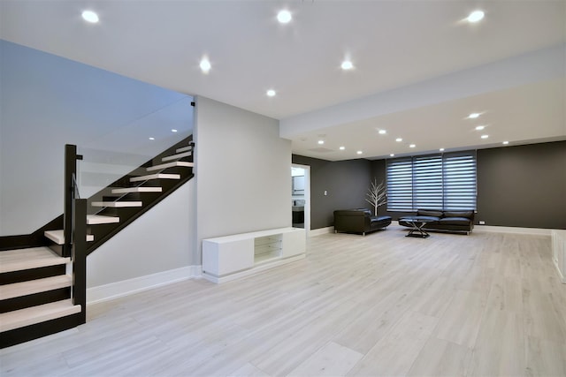 interior space with light hardwood / wood-style floors