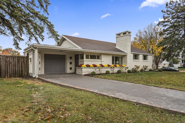 view of front of house with a garage and a front yard