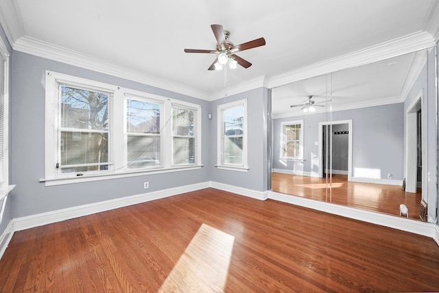 unfurnished sunroom with ceiling fan and a healthy amount of sunlight