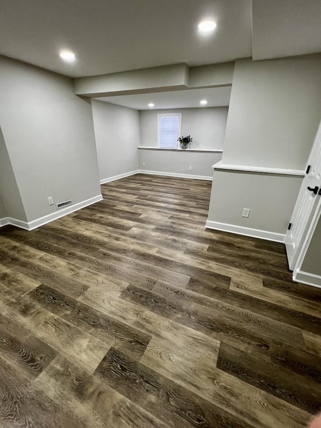 interior space with dark wood-type flooring