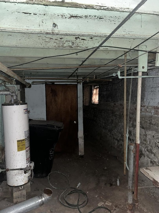 basement with water heater