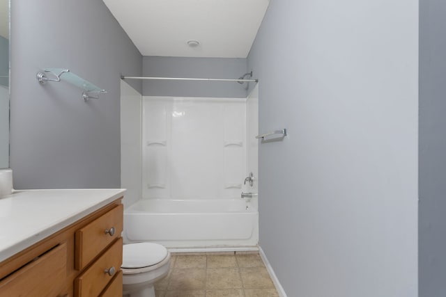 full bathroom with vanity, toilet, and tub / shower combination