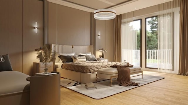 bedroom featuring light hardwood / wood-style flooring