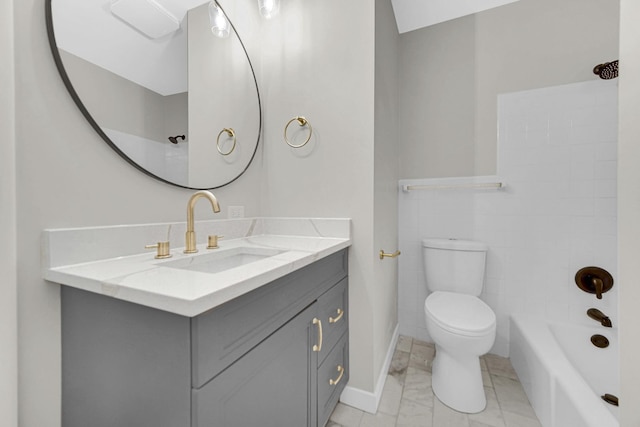 full bathroom with vanity, shower / bathing tub combination, and toilet