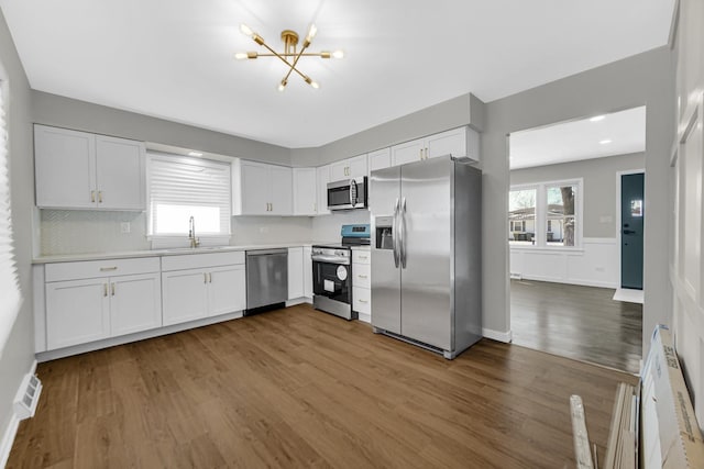 kitchen featuring white cabinetry, sink, dark hardwood / wood-style flooring, and stainless steel appliances