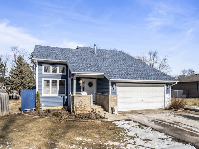 view of front facade with a garage