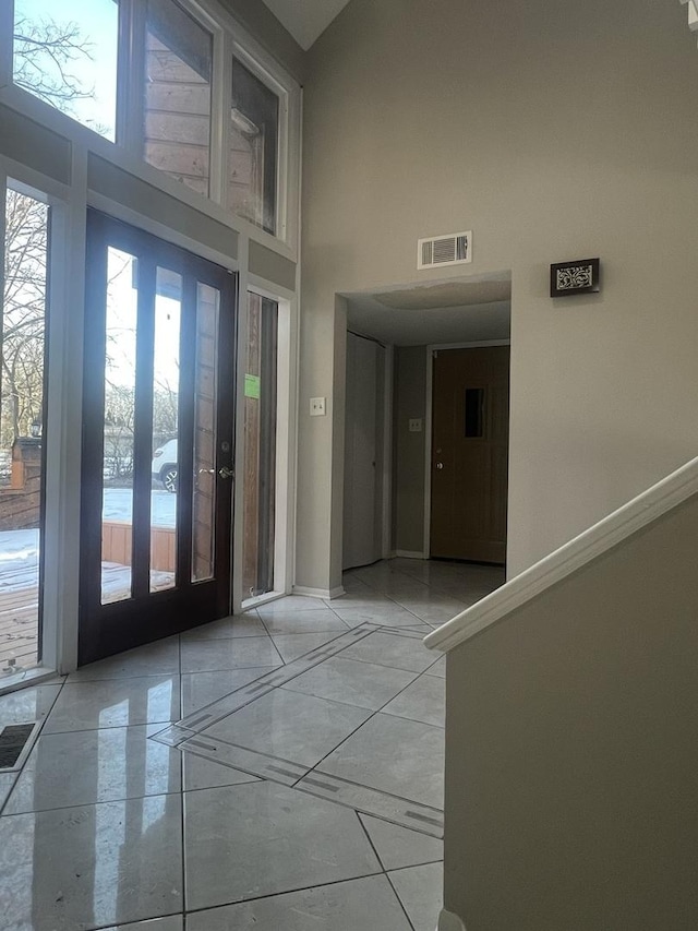 doorway with a high ceiling