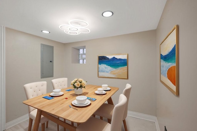 dining area featuring electric panel