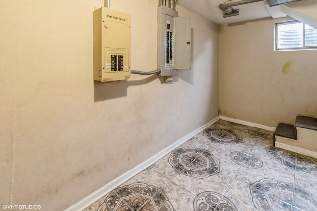 basement with electric panel