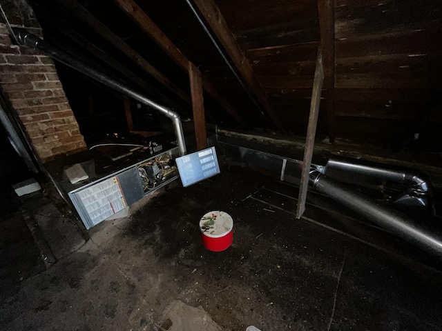 view of unfinished attic