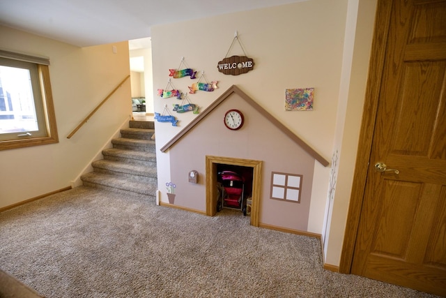 game room with carpet floors