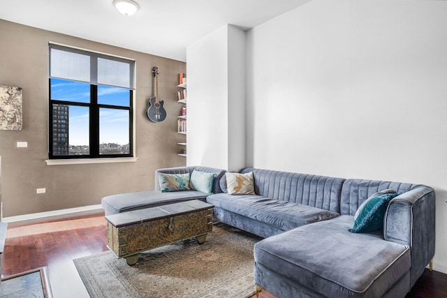 living room with wood-type flooring