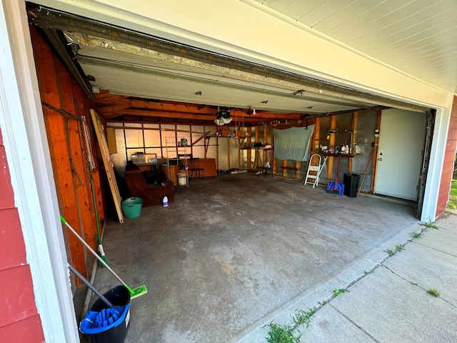 garage with a garage door opener