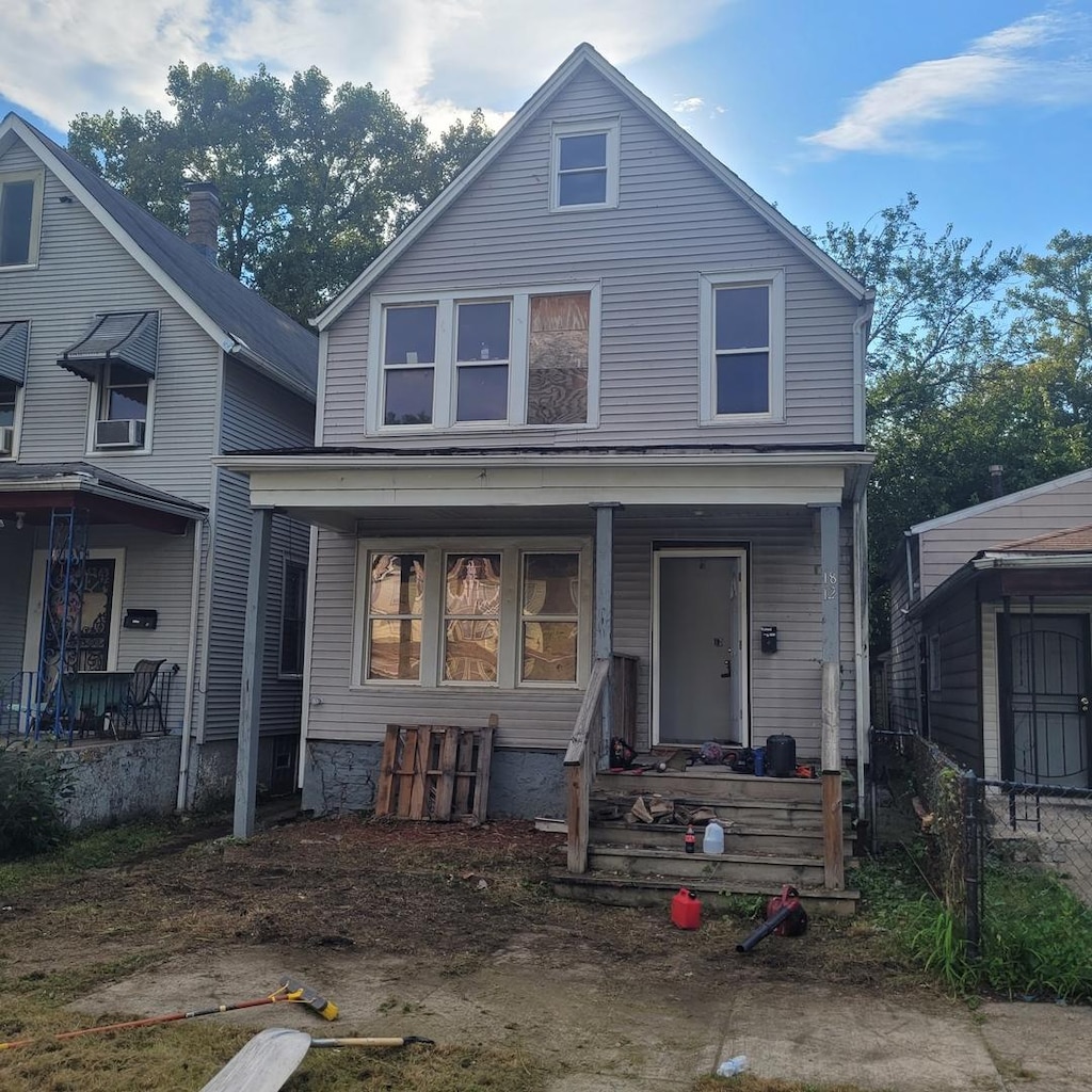 view of front property with covered porch