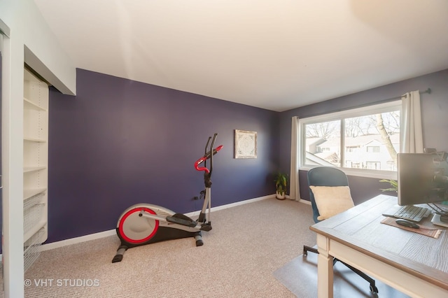 view of carpeted home office