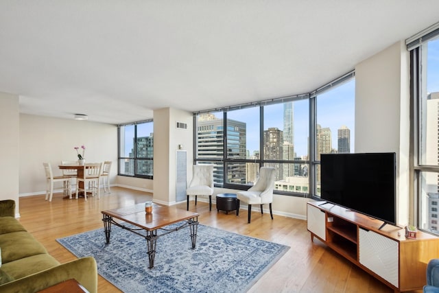 living room with hardwood / wood-style floors