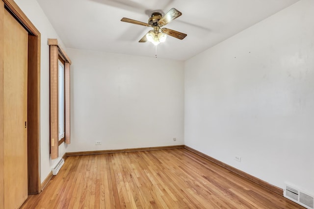 4850 N Crescent Ave, Norridge, IL 60706 - unfurnished room with ceiling fan, light wood finished floors, baseboards, and visible vents