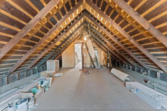 view of unfinished attic