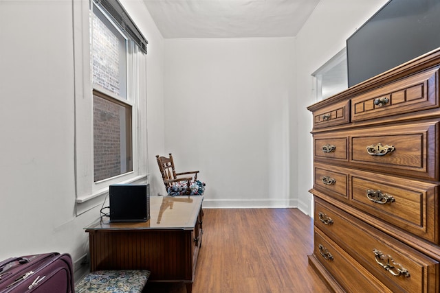 office area with dark hardwood / wood-style floors