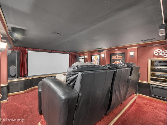 view of carpeted home theater