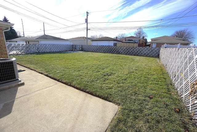 view of yard with a patio area and cooling unit