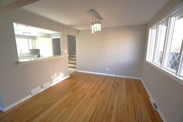 interior space with light hardwood / wood-style flooring